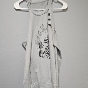 Gray Tank Top with Skeleton Print